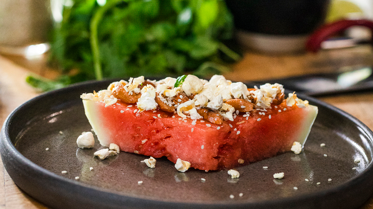 Peanut & Popcorn Watermelon Brûlée