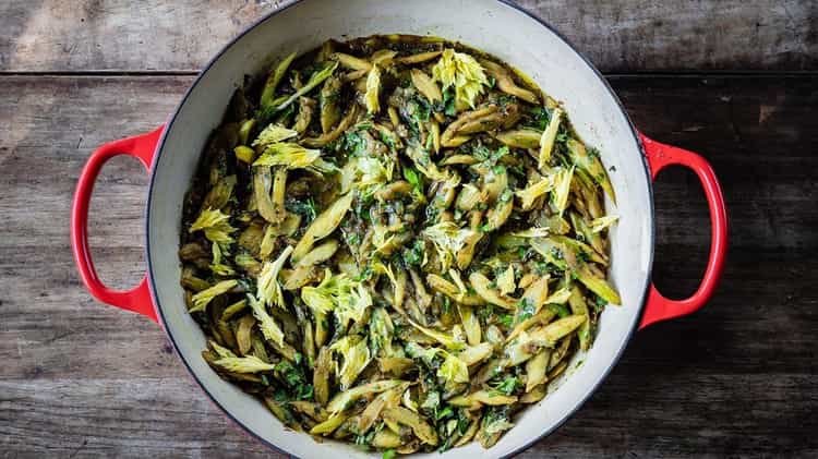 Stewed Celery with Herbs & Persian Lime | Nancy Silverton