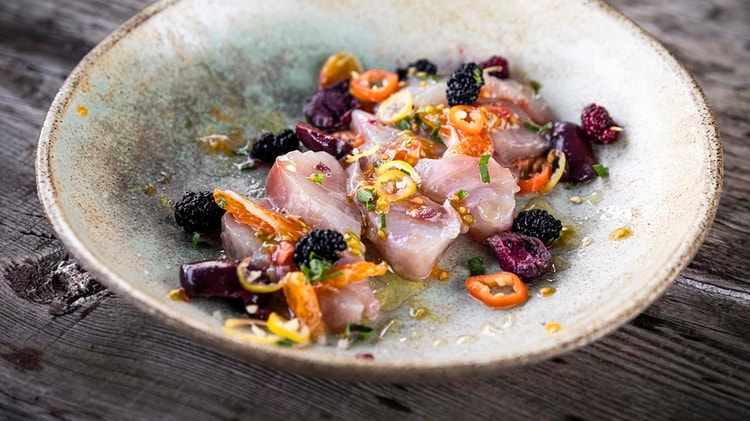 Fish Crudo with Berries & Chilis