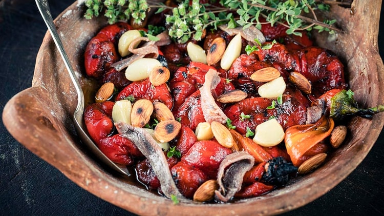 Red Pepper Salad with Almonds & Marjoram