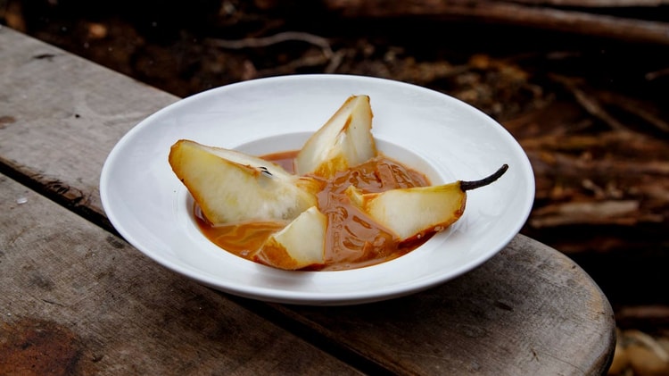 Salt-Crusted Pears with Dulce De Leche
