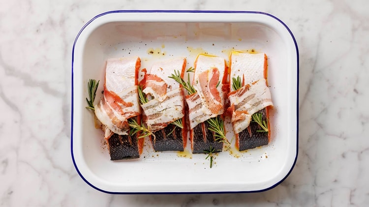 Pancetta-wrapped Salmon & Rosemary Traybake
