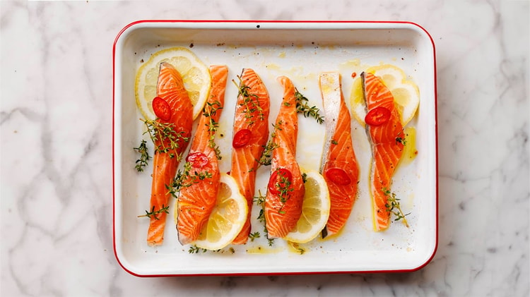 Salmon, Chili, Lemon & Thyme Traybake