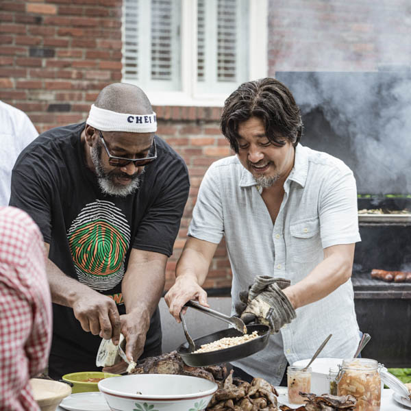 Chef Edward Lee and his friend Ben throw a fun weekend backyard barbecue for their friends and family