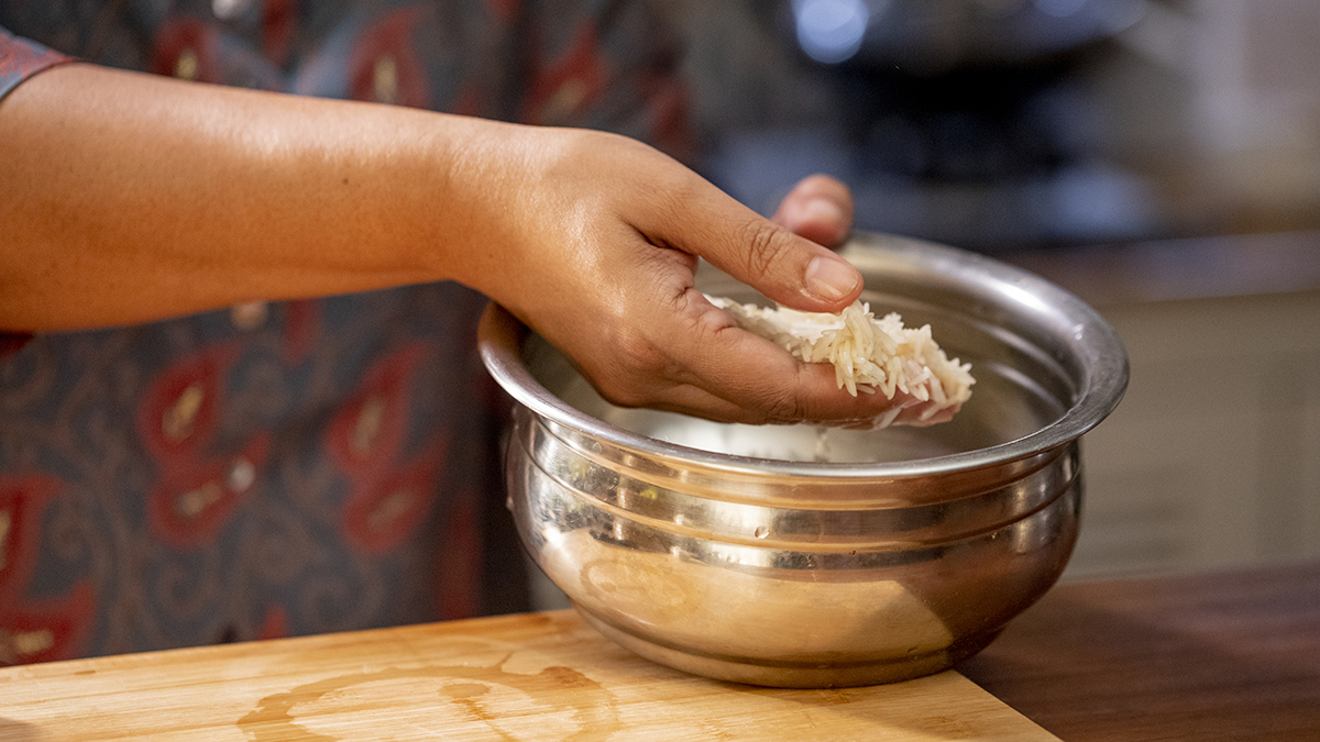 Basmati Rice. Follow Asma’s tips and your white rice will never be mushy again. This lesson covers the simplest cooking method and traditional presentation of basmati rice.