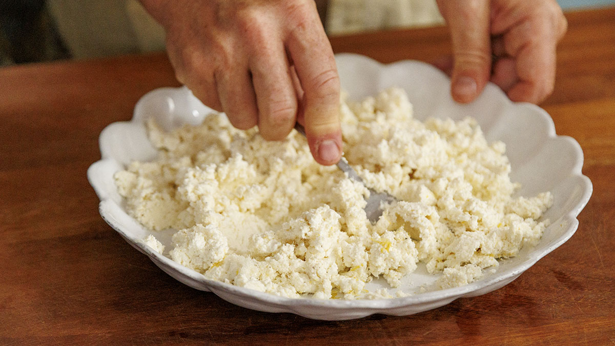Ricotta Filling. Jamie teaches how to make this light but luxurious filling. Whip up ricotta with Parmesan, lemon zest, and fresh herbs - or your favorite flavors - for an aromatic and creamy combo that will make your ravioli ooze with deliciousness.
