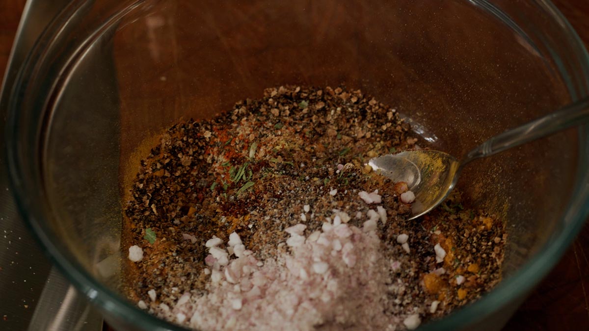 Spice Rub. Get a glimpse into Nancy’s quirky culinary world when she busts out a flea market coffee grinder to make her spice rub.